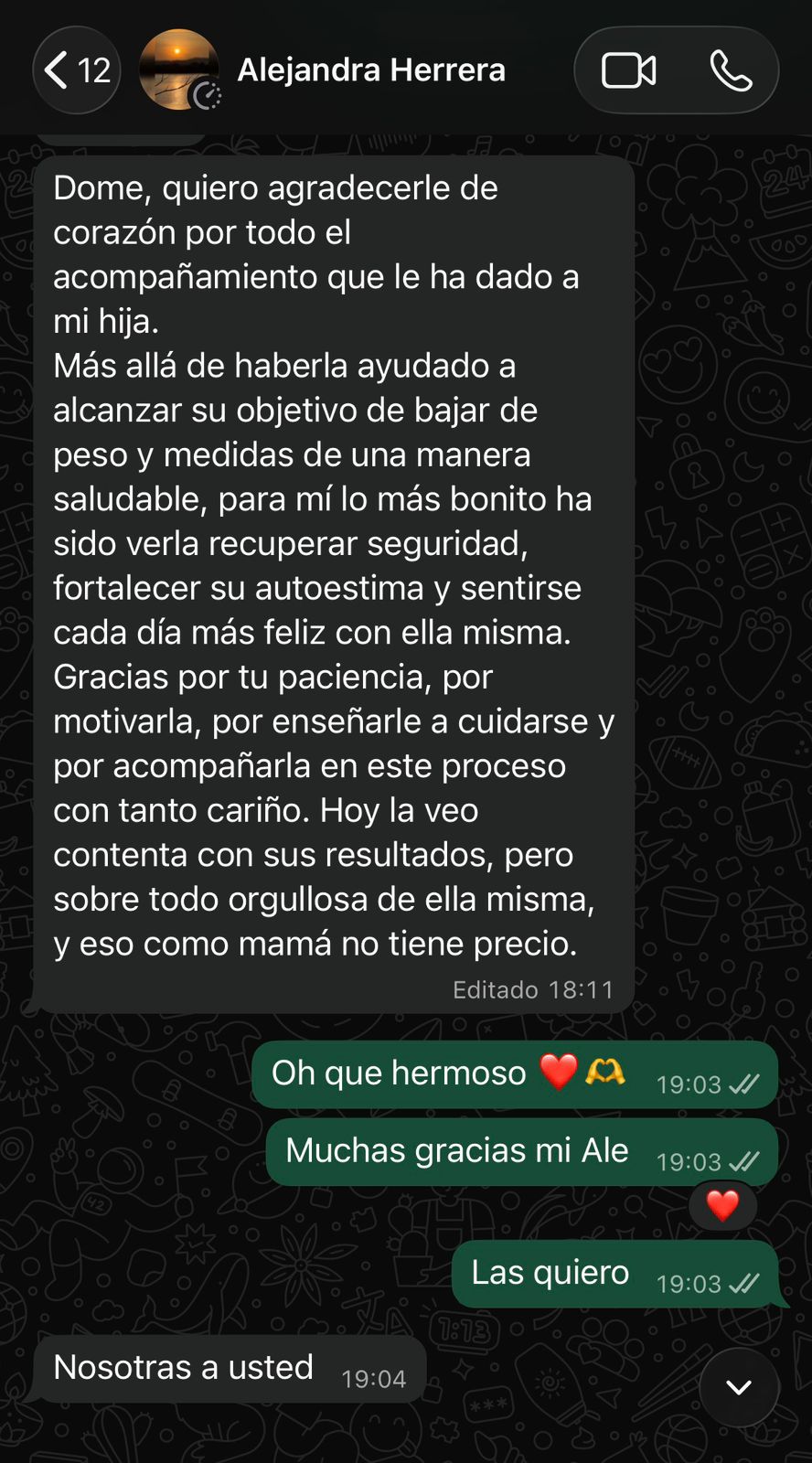 Testimonio de Alejandra H. por WhatsApp